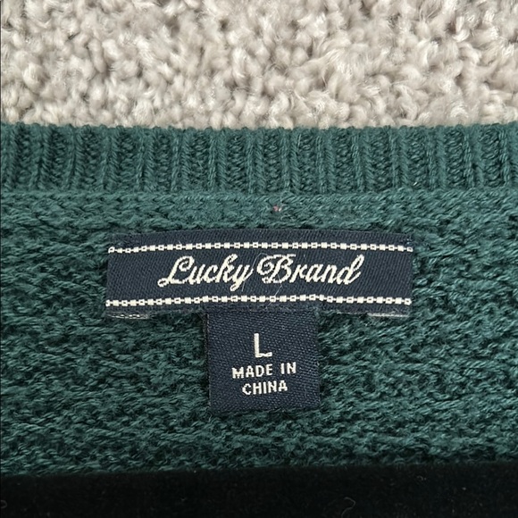 NWOT Lucky Brand Green Lace Hem Sweater - Picture 3 of 4
